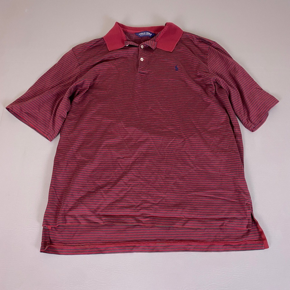 Polo Golf Ralph Lauren Pima Cotton Polo Shirt Men's‎ XL Striped Maroon Burgundy